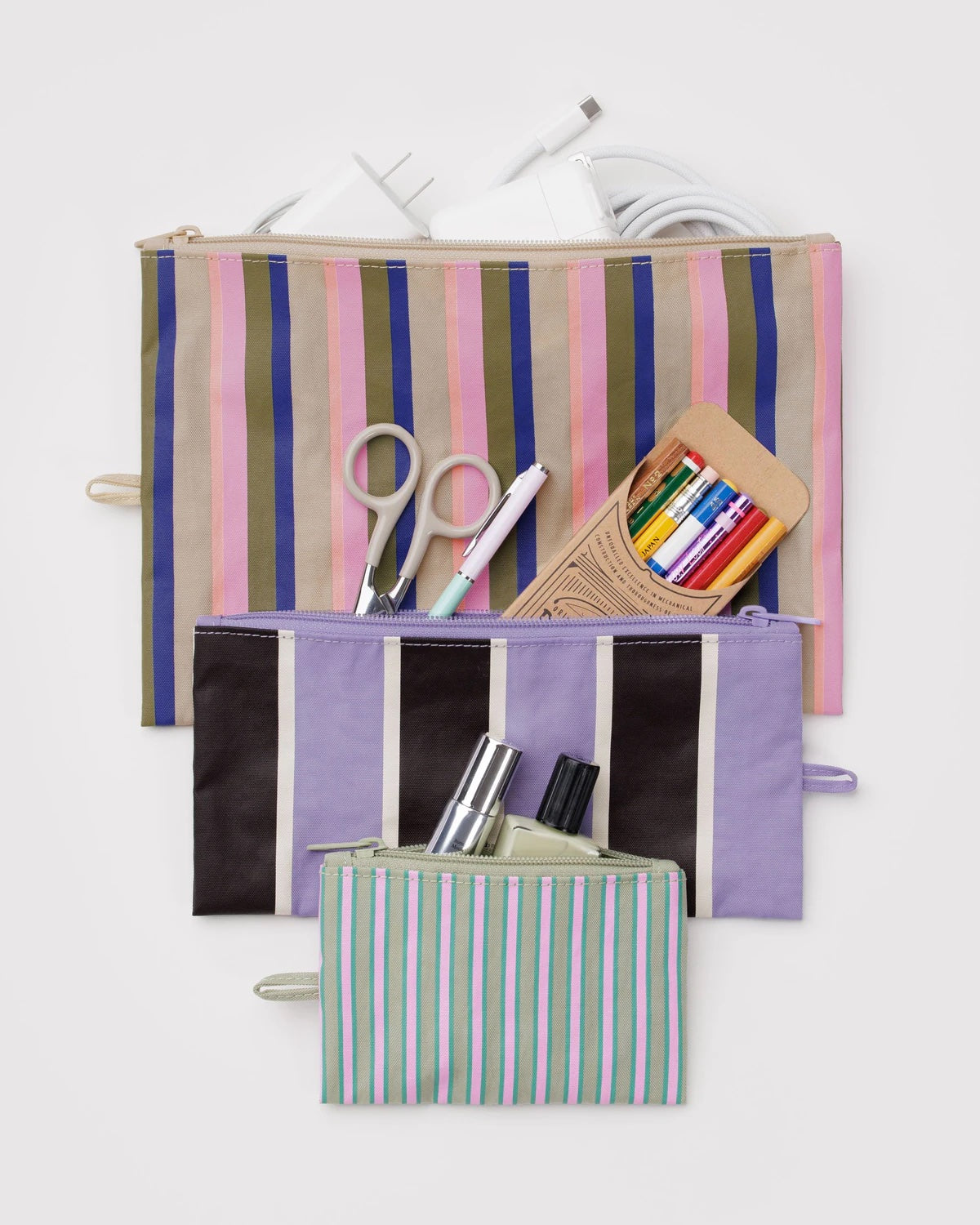 Candy Shop Stripes Baggu Flat Pouch Set