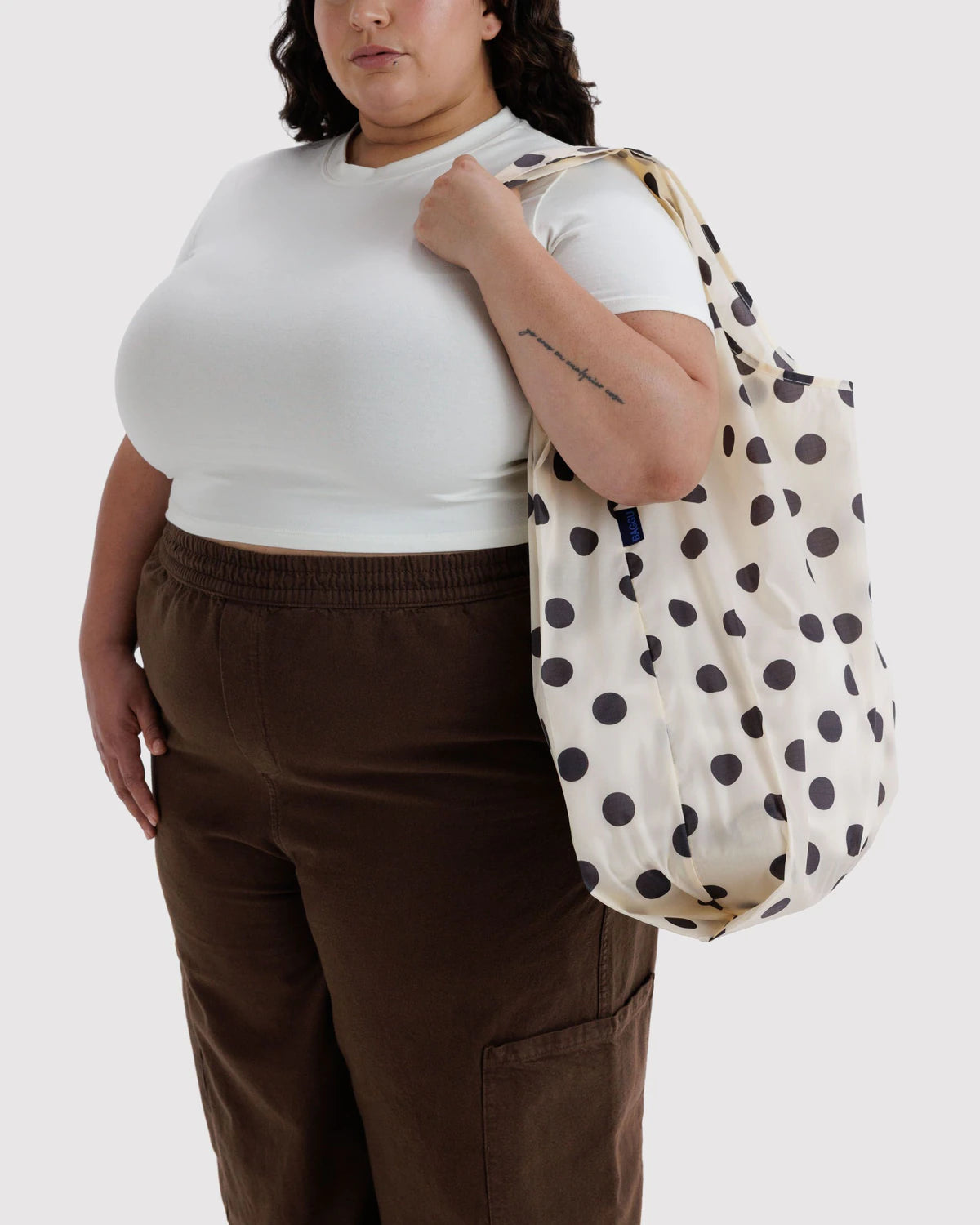 Cream and Black Polka Dot Reusable Bag