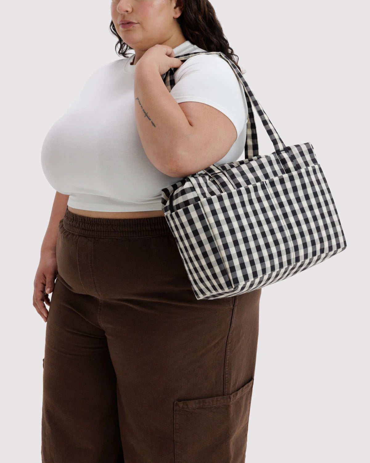 Black and Cream Gingham Everyday Cloud Bag