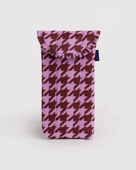 Pink Houndstooth Baggu Puffy Glasses Sleeve