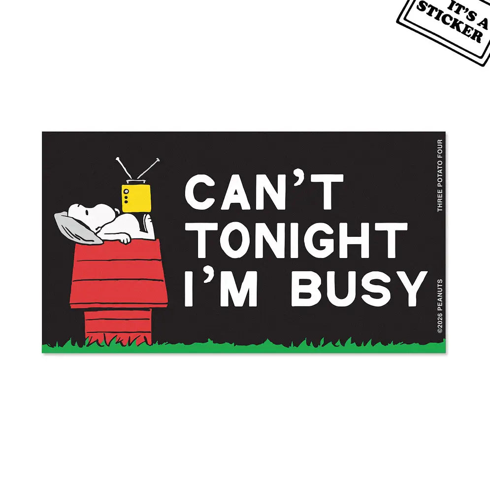 Snoopy Can't I'm Busy Mini Bumper Sticker