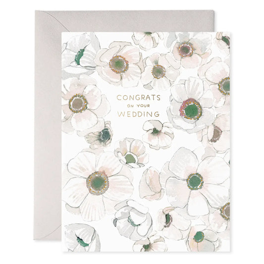 White Flower Wedding Card