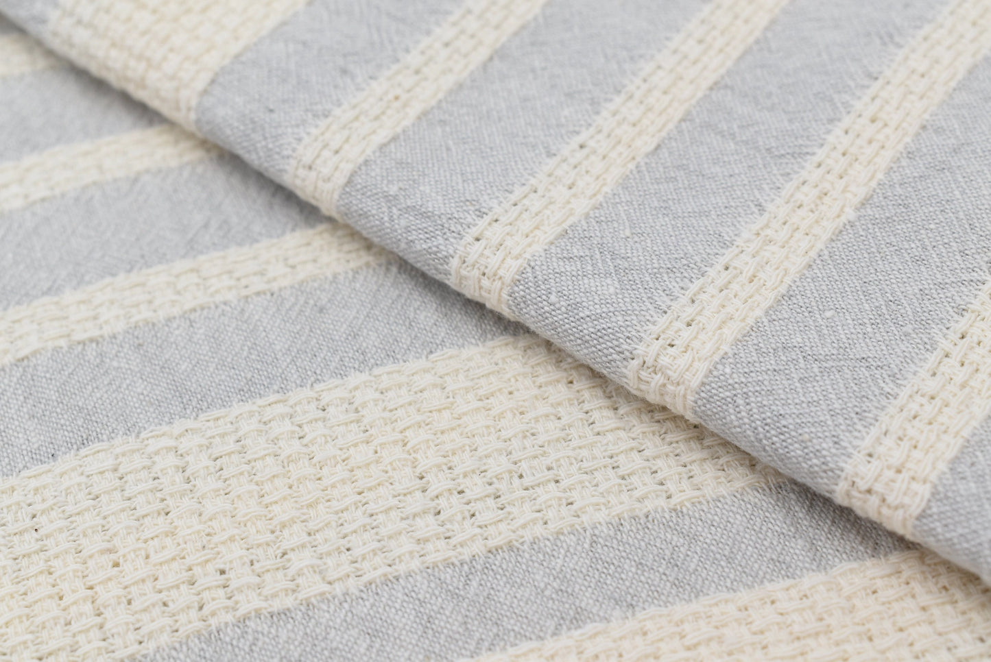 Grey and White Organic Peshtemal Turkish Bath Towel