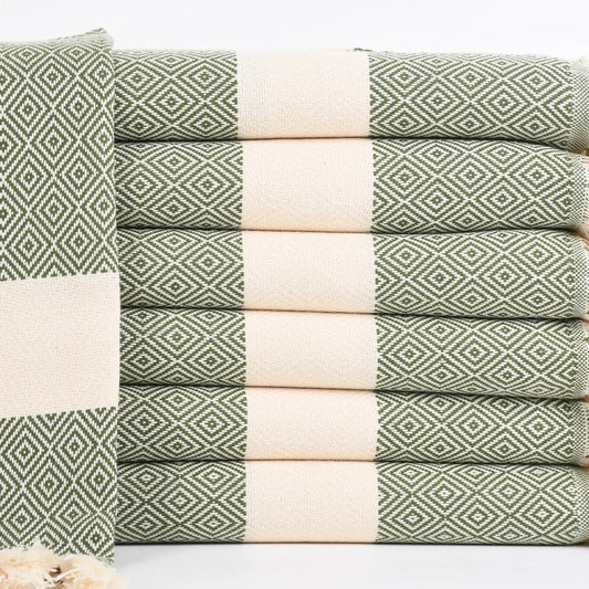 Green Diamond Turkish Hand Towel