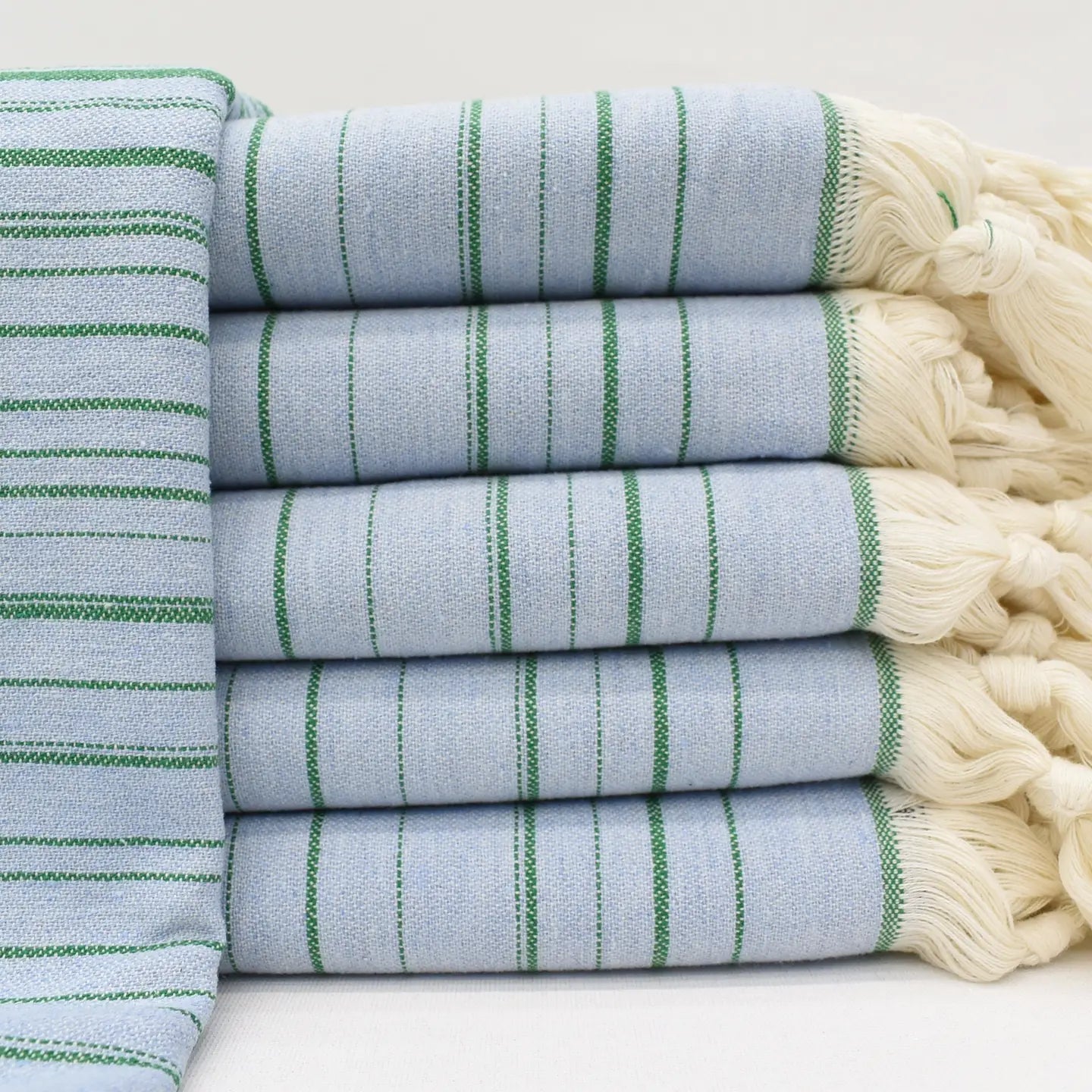 Blue and Green Stripe Turkish Towel