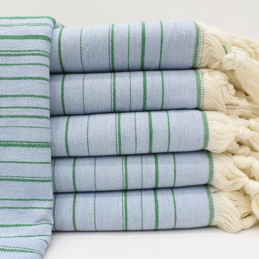 Blue and Green Stripe Turkish Towel