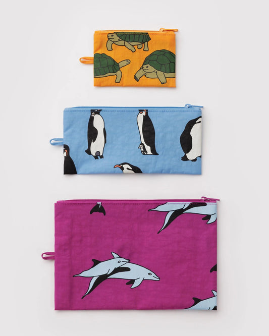 Vacation Animals Baggu Flat Pouch Set