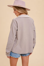 Load image into Gallery viewer, Knit Heather Grey Button Down Shirt Jacket