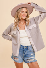 Load image into Gallery viewer, Knit Heather Grey Button Down Shirt Jacket