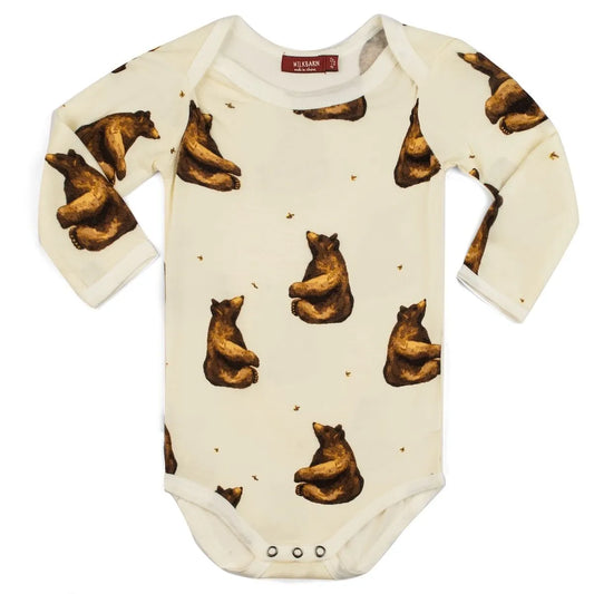 Honey Bear Long Sleeve Bamboo Onesie