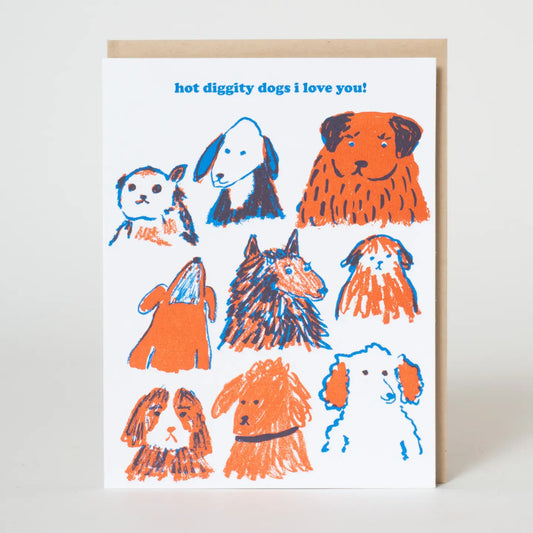 Love You Hot Diggity Dogs Greeting Card