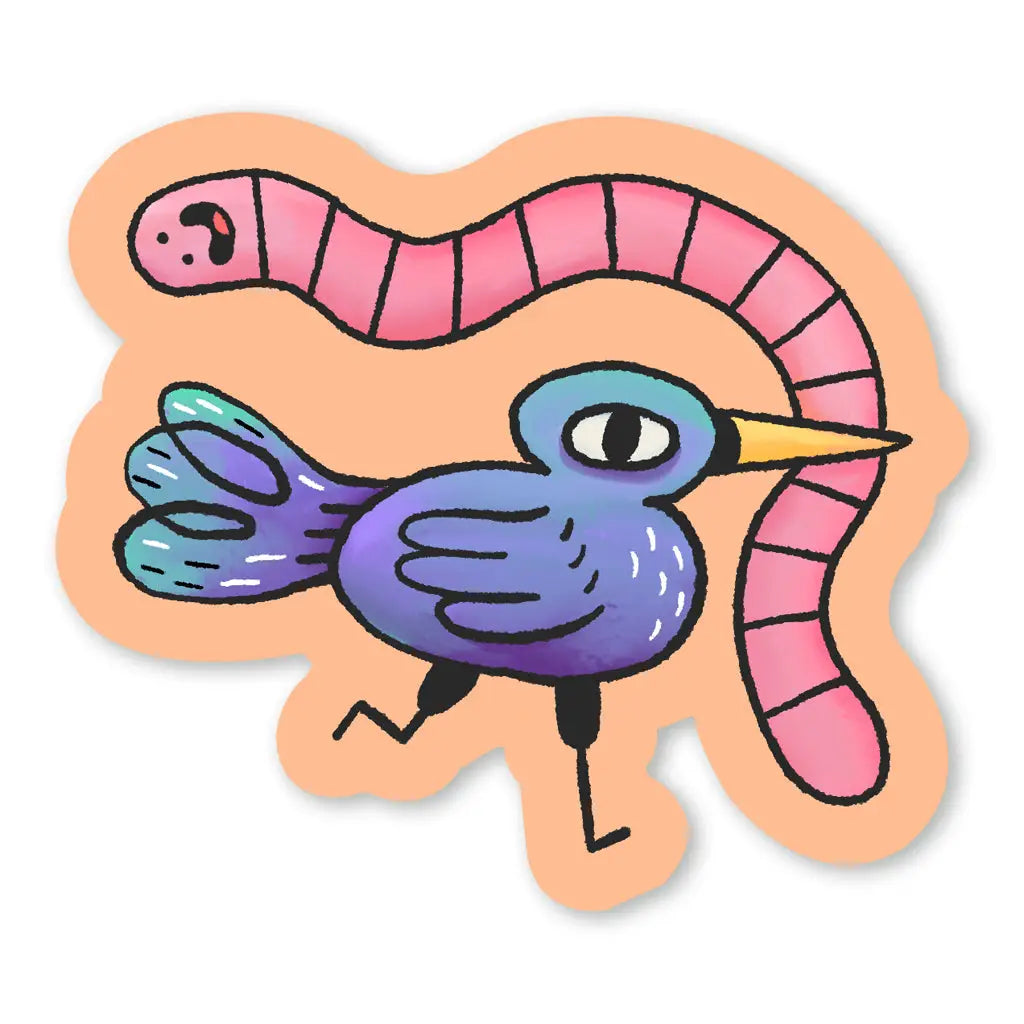 Bird and Worm Sticker