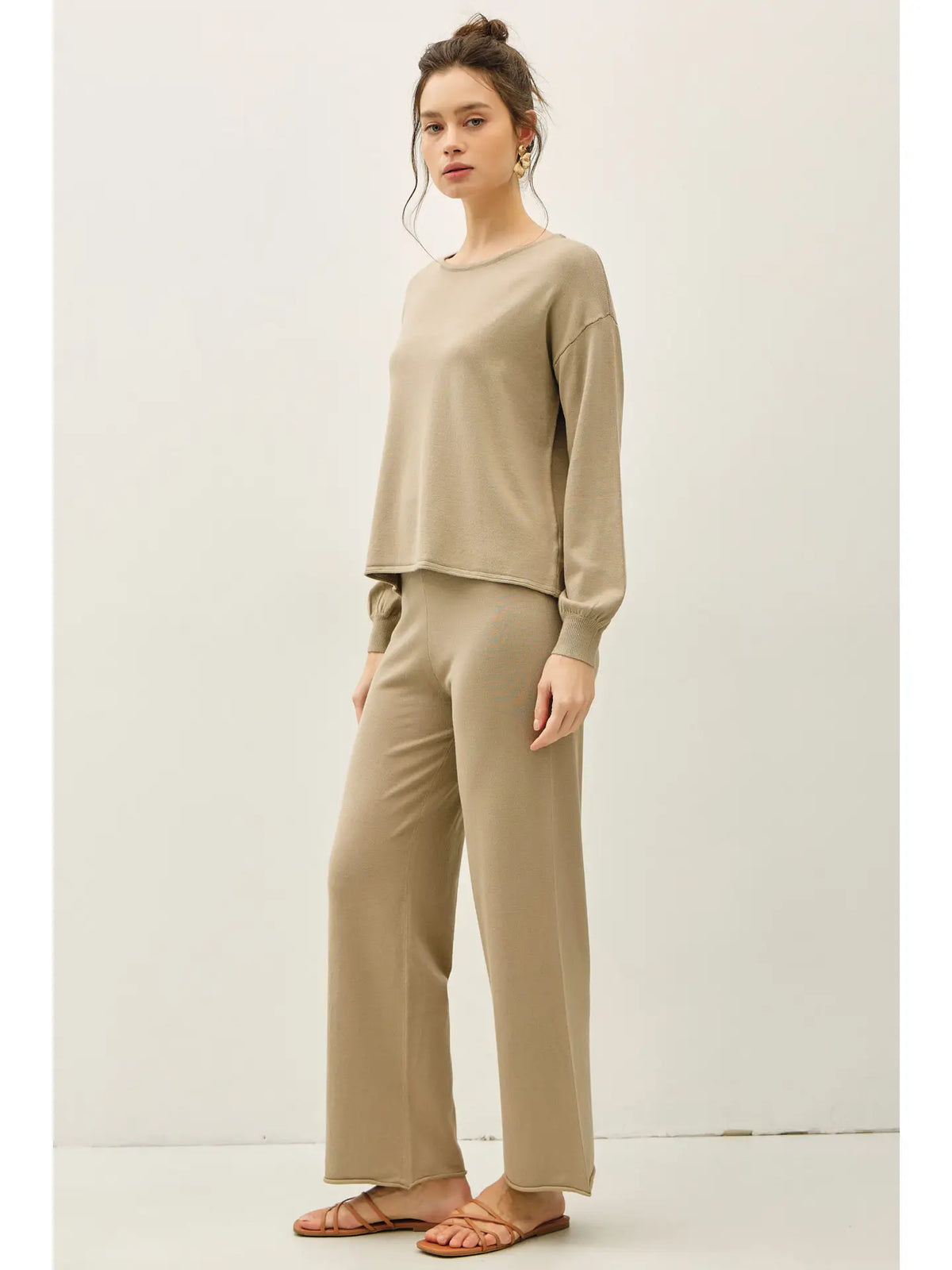 Fold Over Ribbed Waist Pants