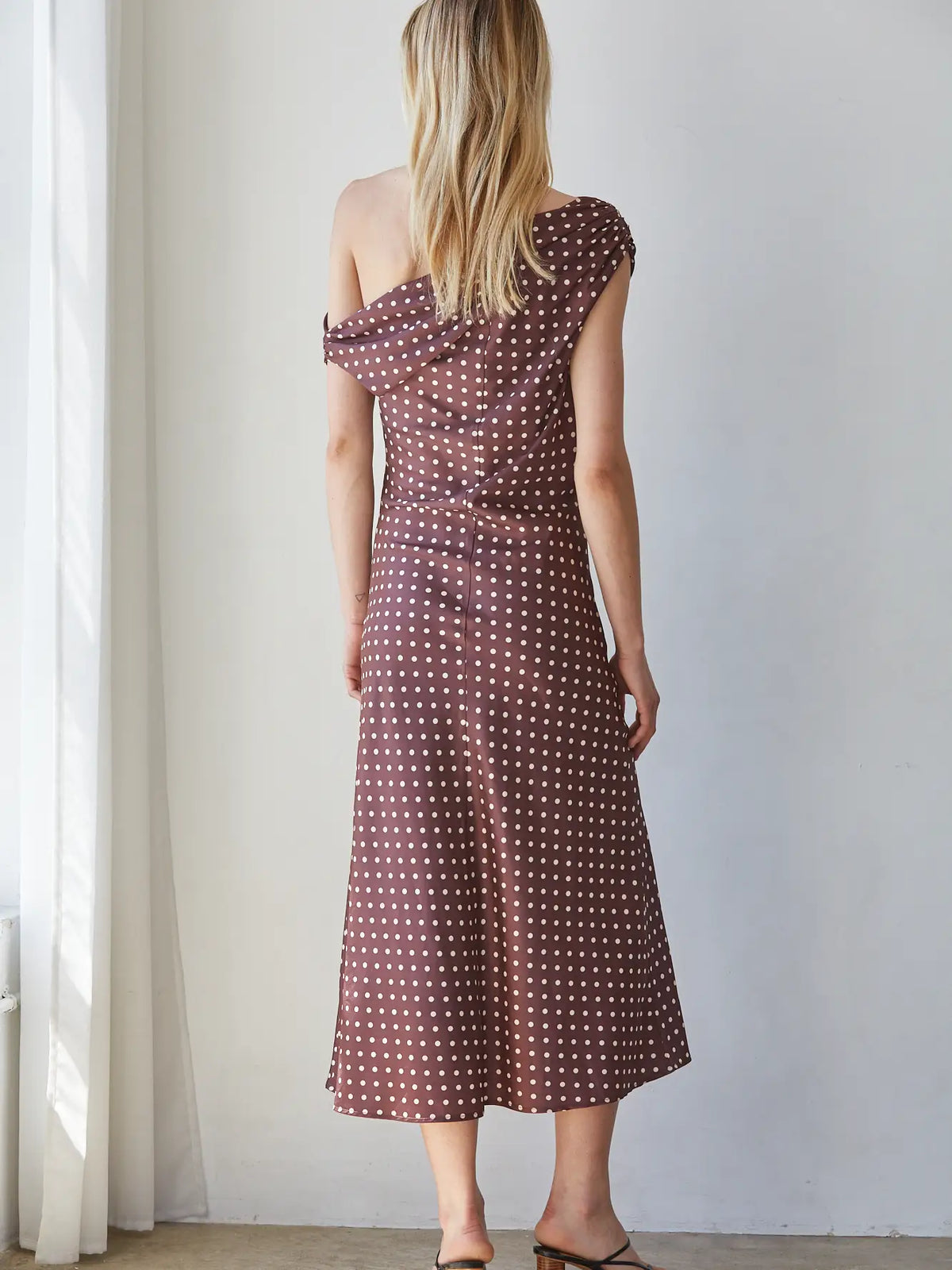 Polka Dot Off the Shoulder Midi Dress