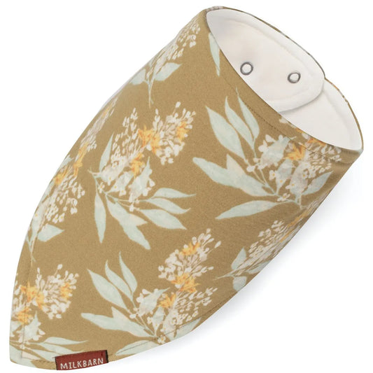 Gold Floral Organic Kerchief Bib