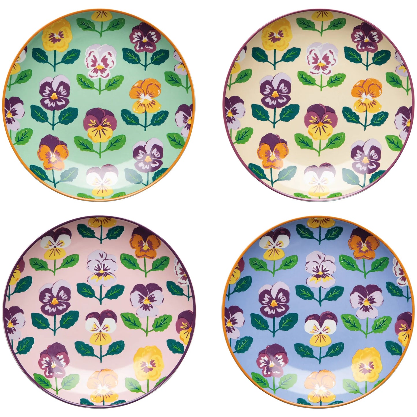 Pansy Appetizer Plates - Assorted Set of 4 - Ali's Wagon