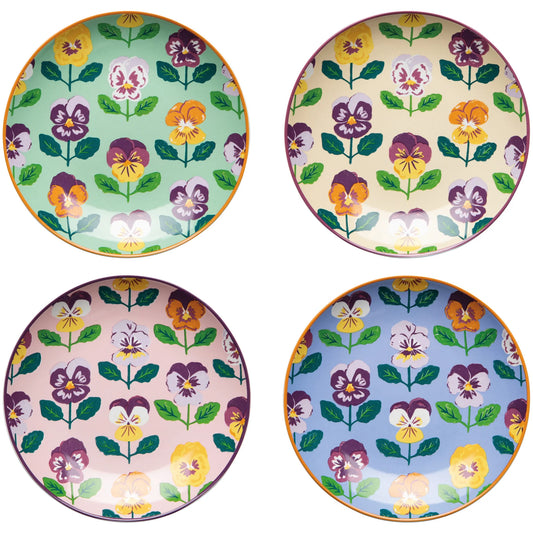 Pansy Appetizer Plates - Assorted Set of 4 - Ali's Wagon