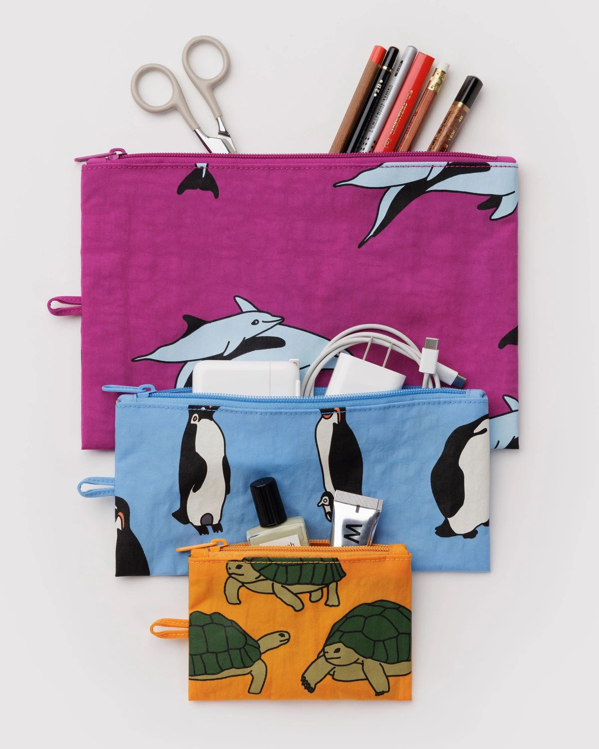 Vacation Animals Baggu Flat Pouch Set
