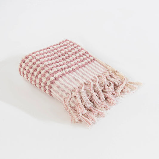 Pompom Bubble Handloomed Turkish Towel - Rose