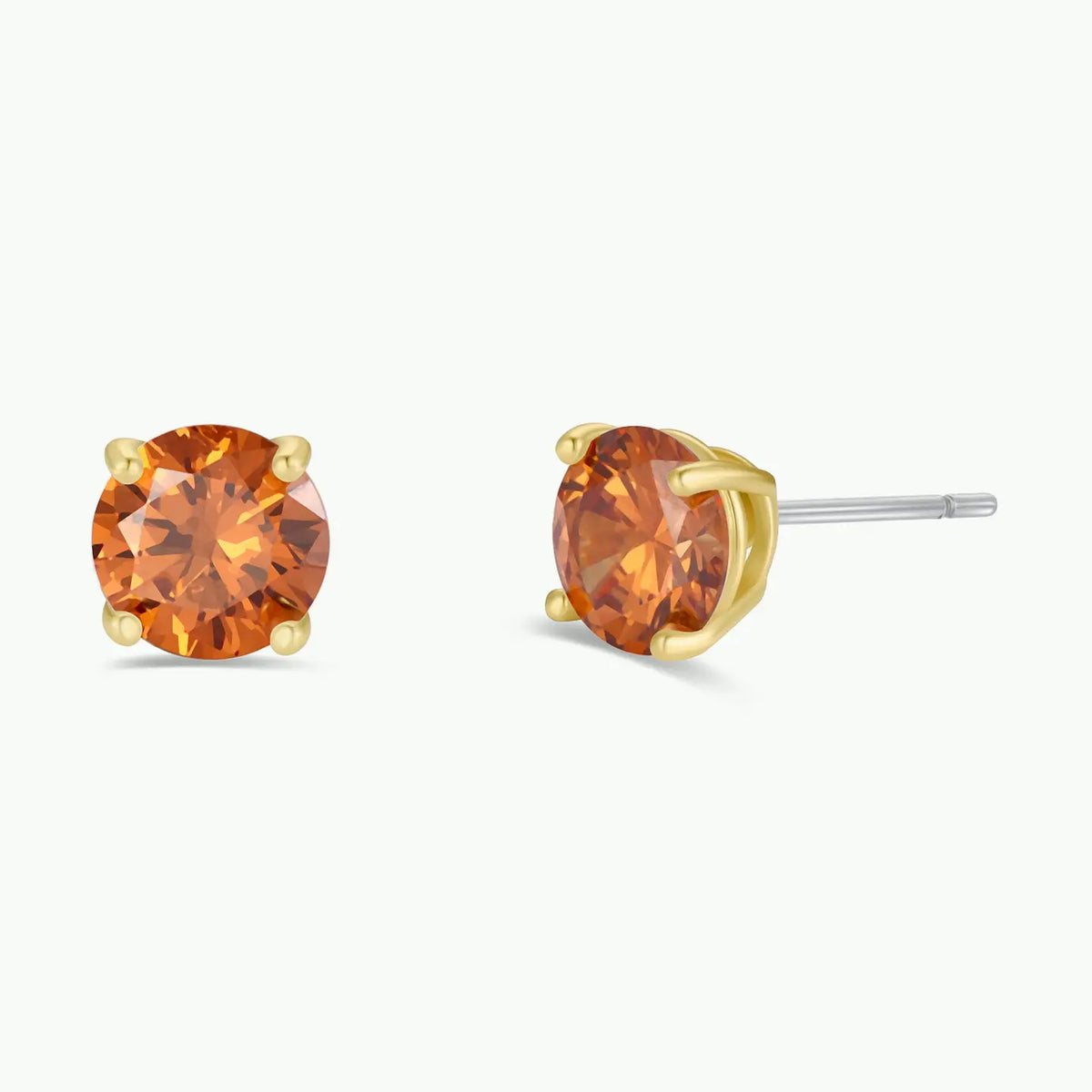 Round Coffee Gold Stud Earrings