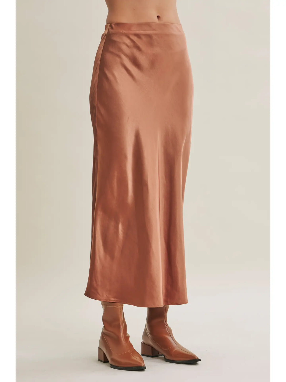 Deep Bronze Satin maxi Skirt