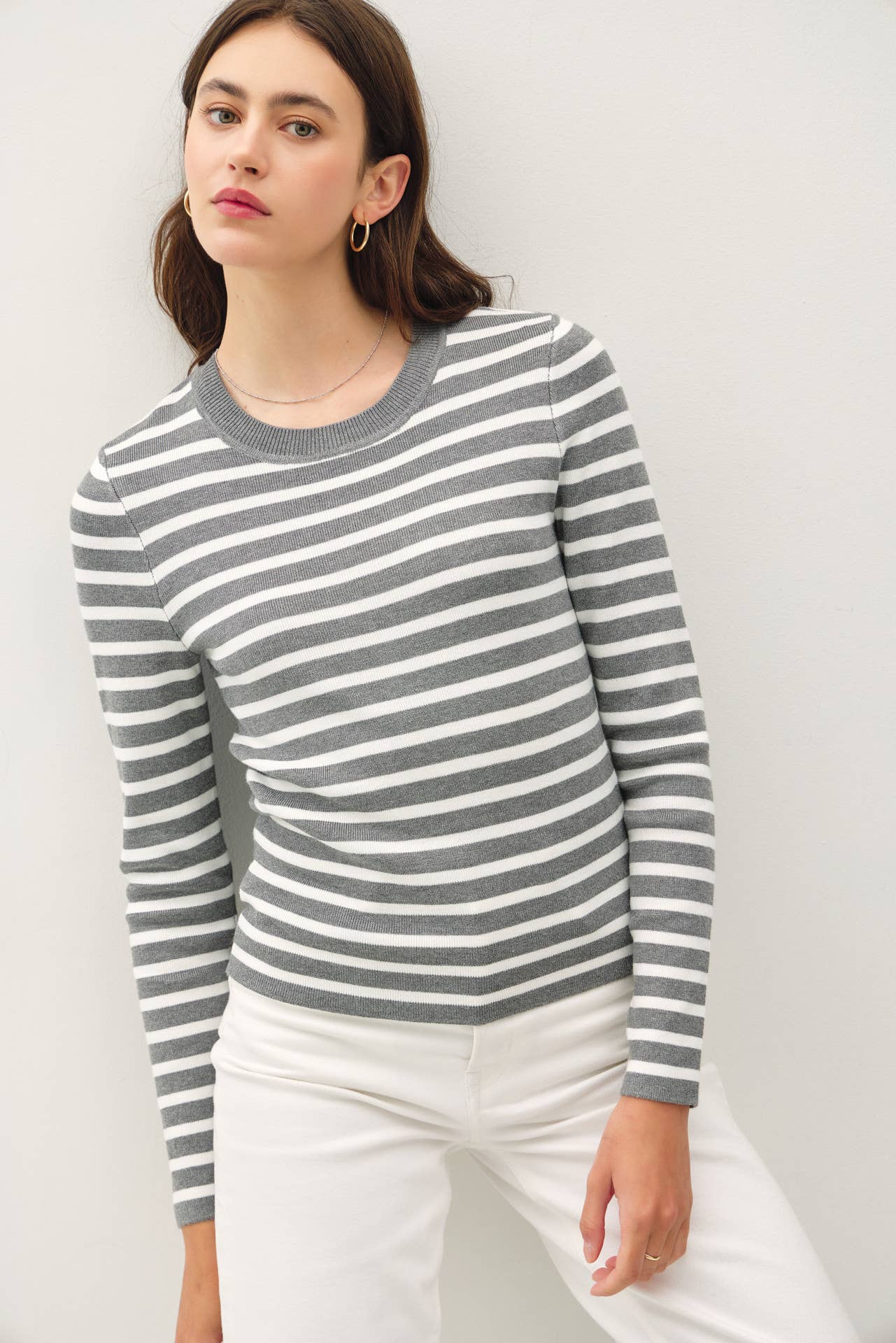 Classic Fit Basic Striped Sweater