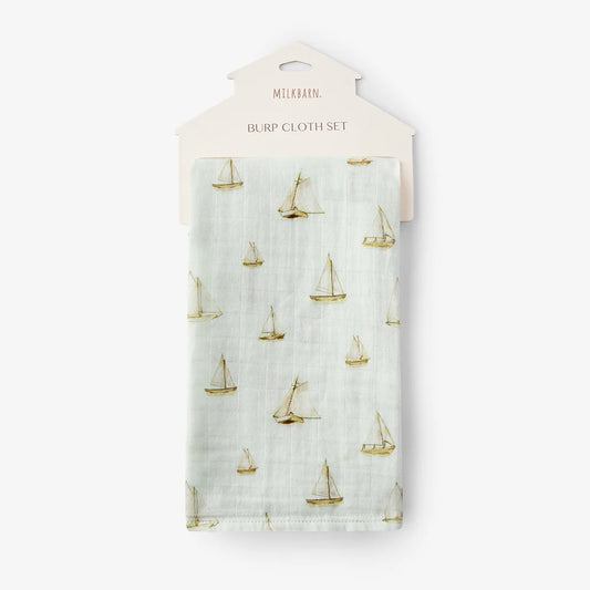 Sailboat Melody Organic Burp Cloths