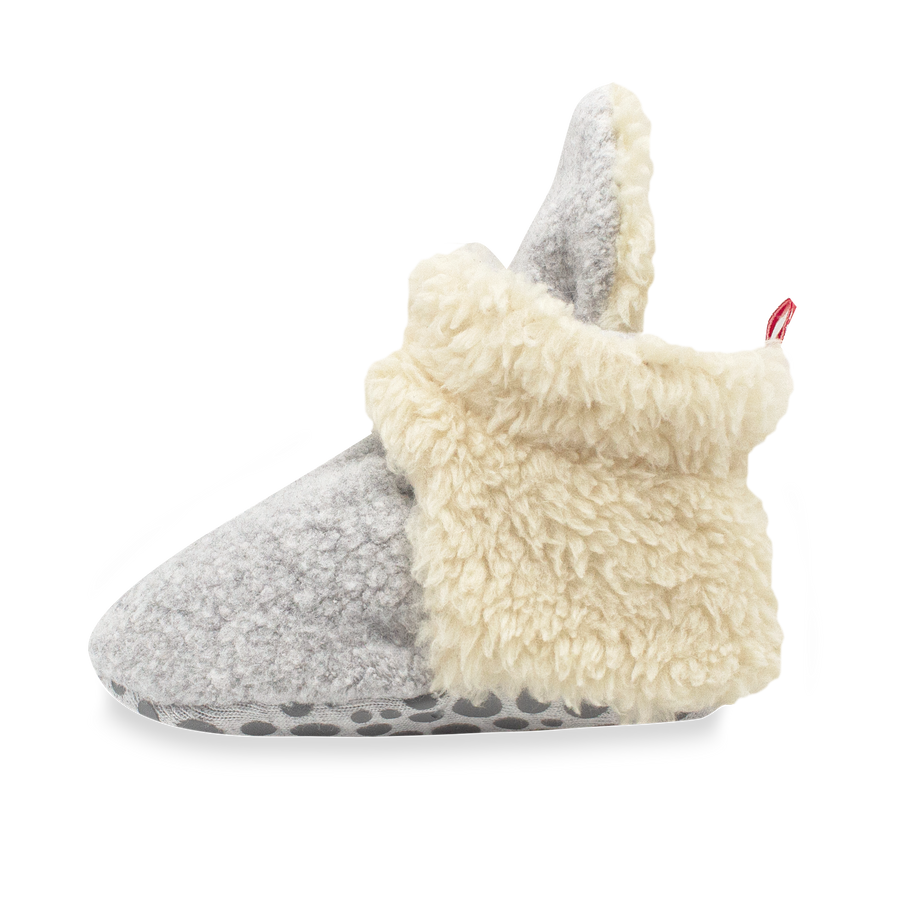 Heather  Grey Cozie Fleece Furry Lined Gripper Booties