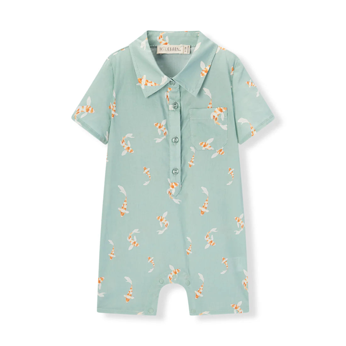 Swimming Koi Collared Shortall