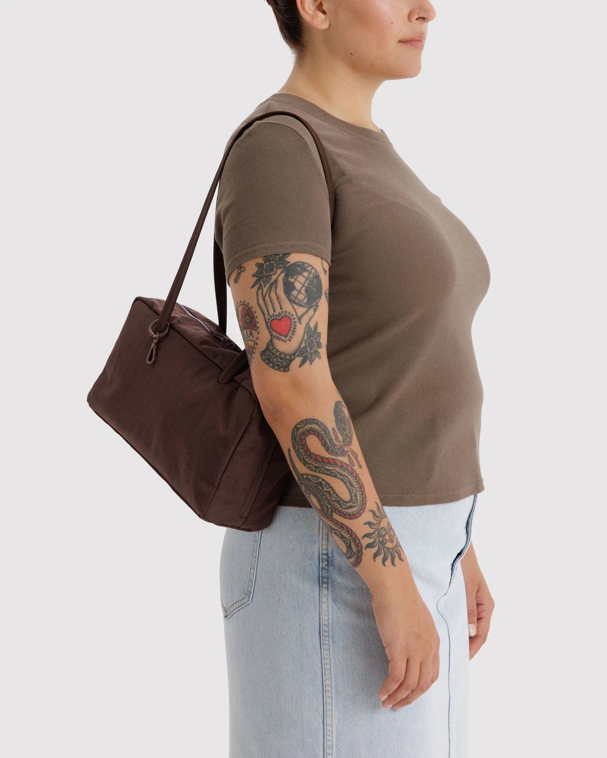 Coffee Nylon Bowler Baggu - Ali's Wagon