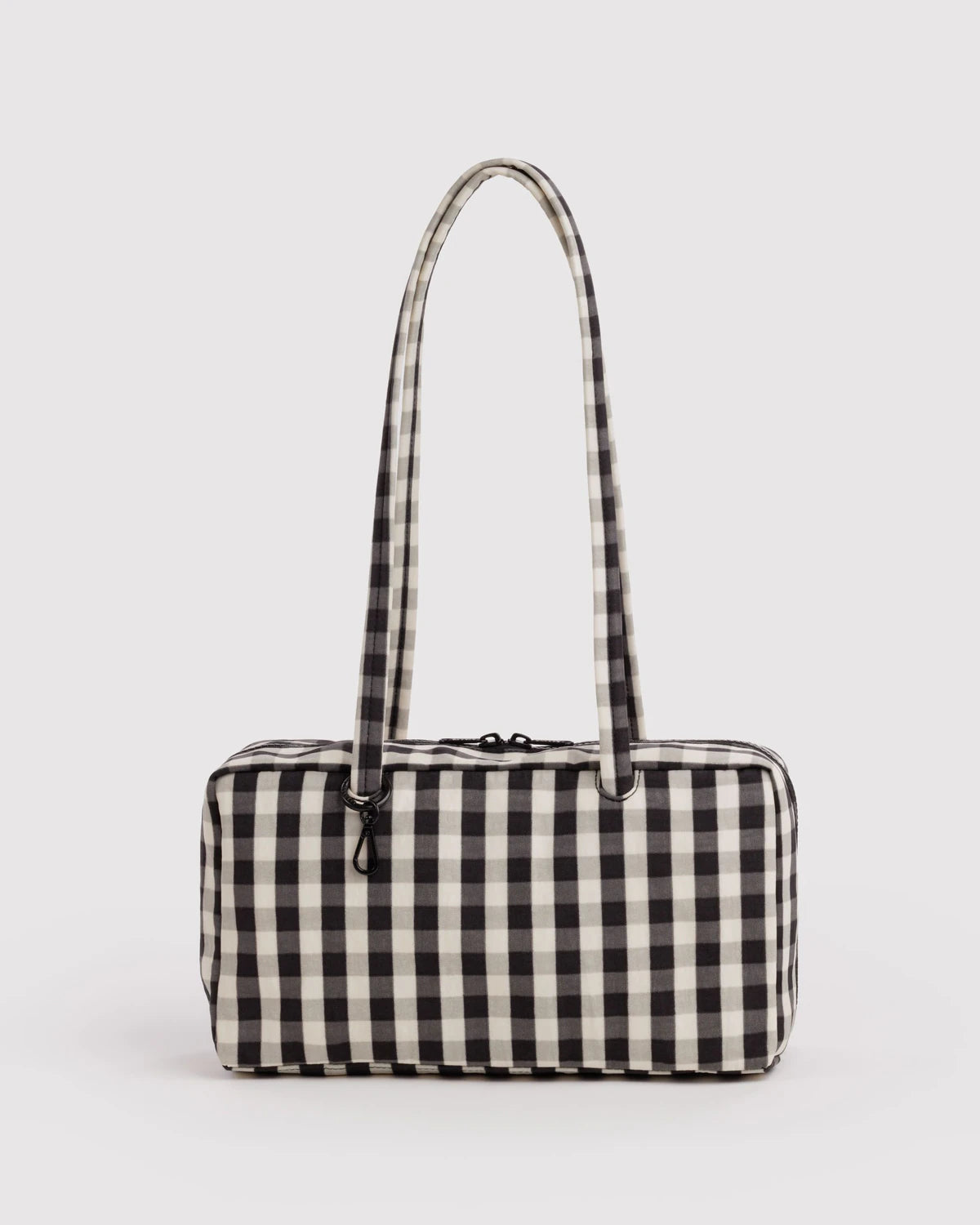 Black and Cream Gingham Nylon Bowler Baggu