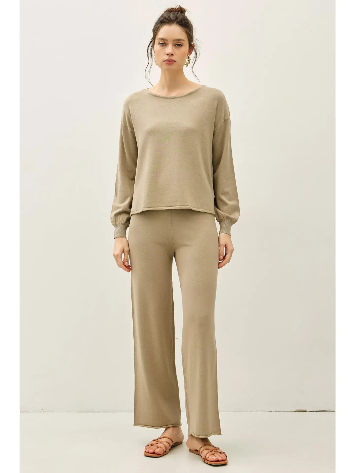 Fold Over Ribbed Waist Pants