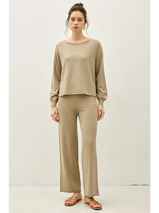 Fold Over Ribbed Waist Pants
