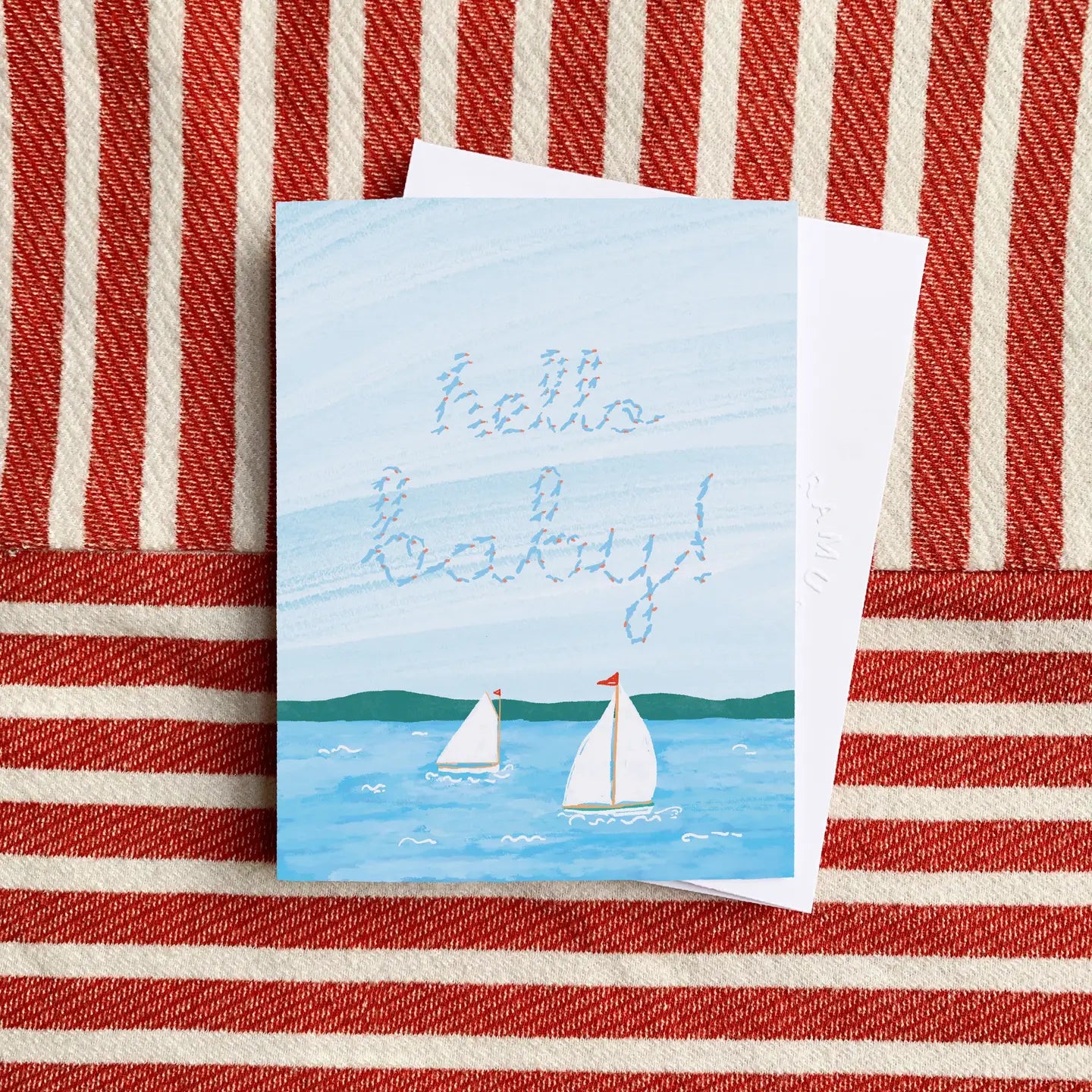 Hello Baby Sailboat Greeting Card