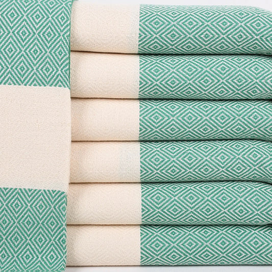 Teal Diamond Turkish Bath Towel