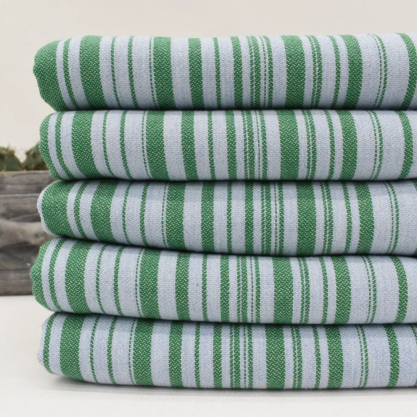 Blue and Green Stripe Turkish Towel