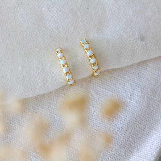 Opal Huggie Hoop Earrings