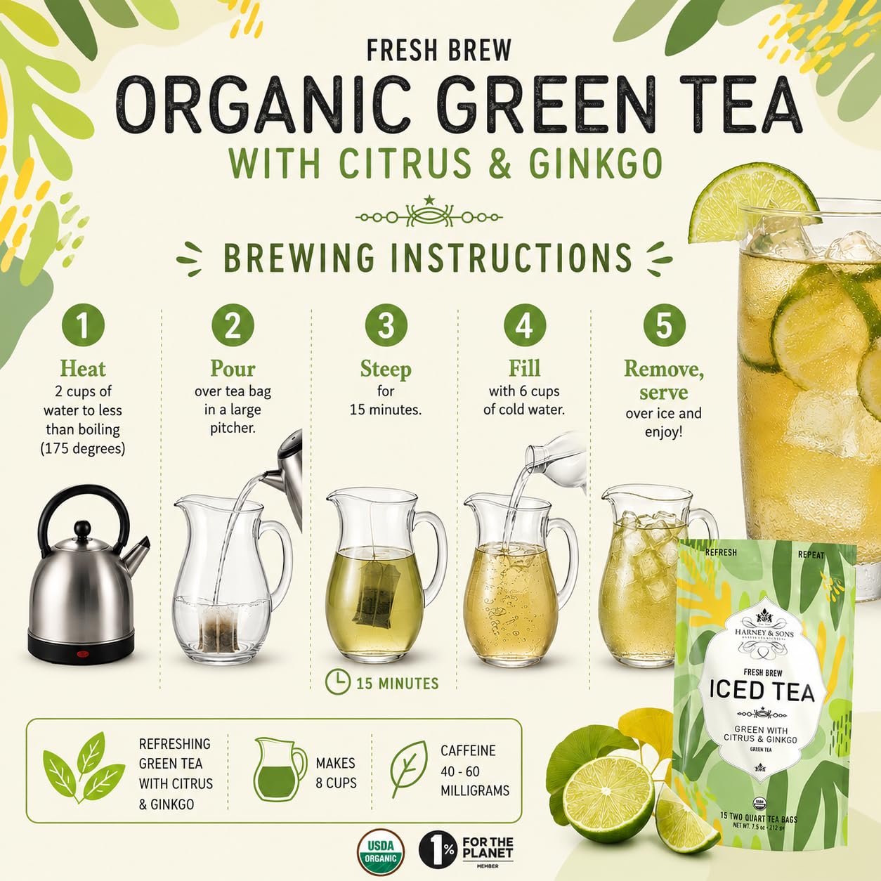 Green with Citrus & Ginkgo Fresh Brew Iced Tea