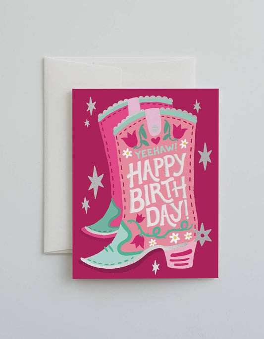 Pink Boots Birthday Card