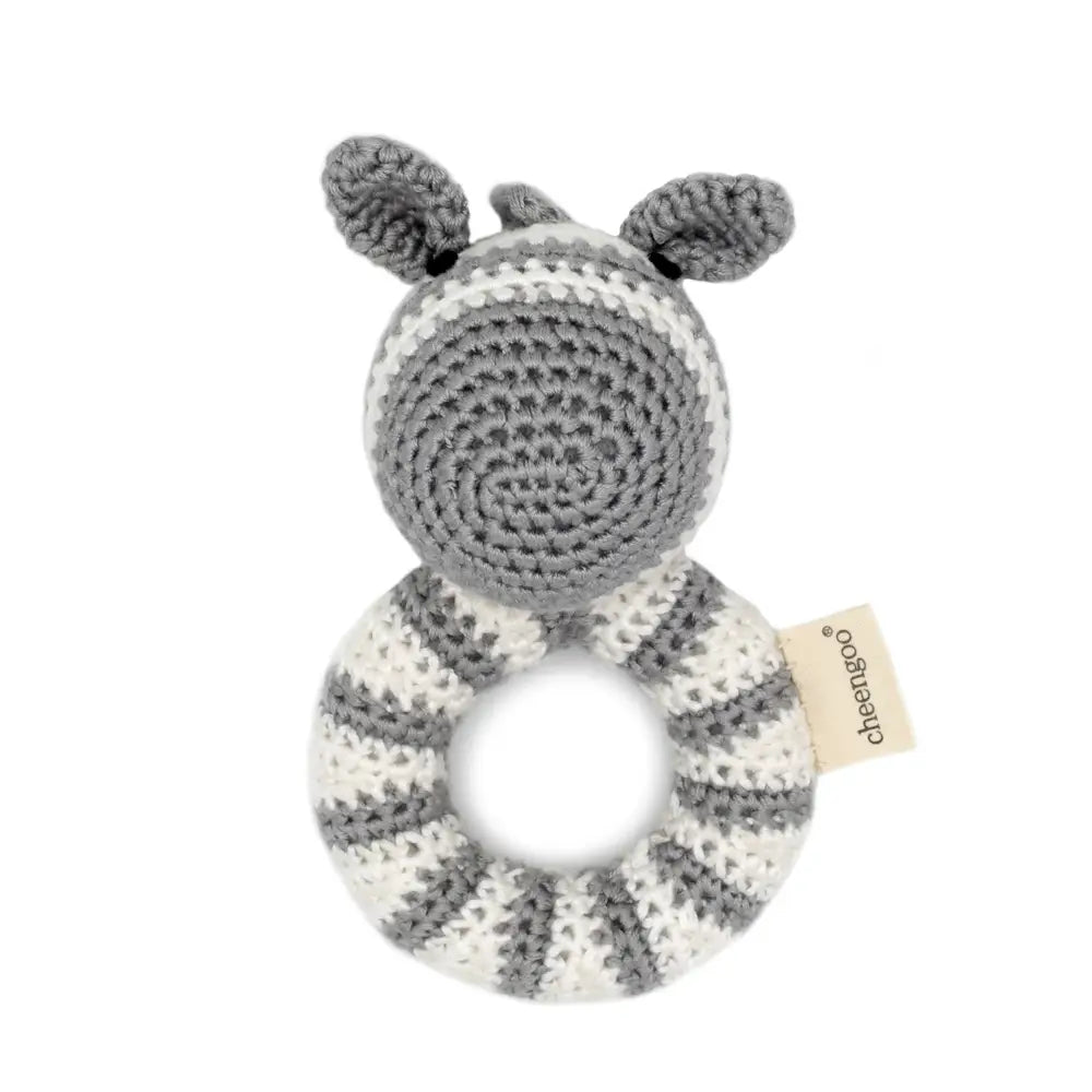 Zebra Ring Crocheted Teething Rattle