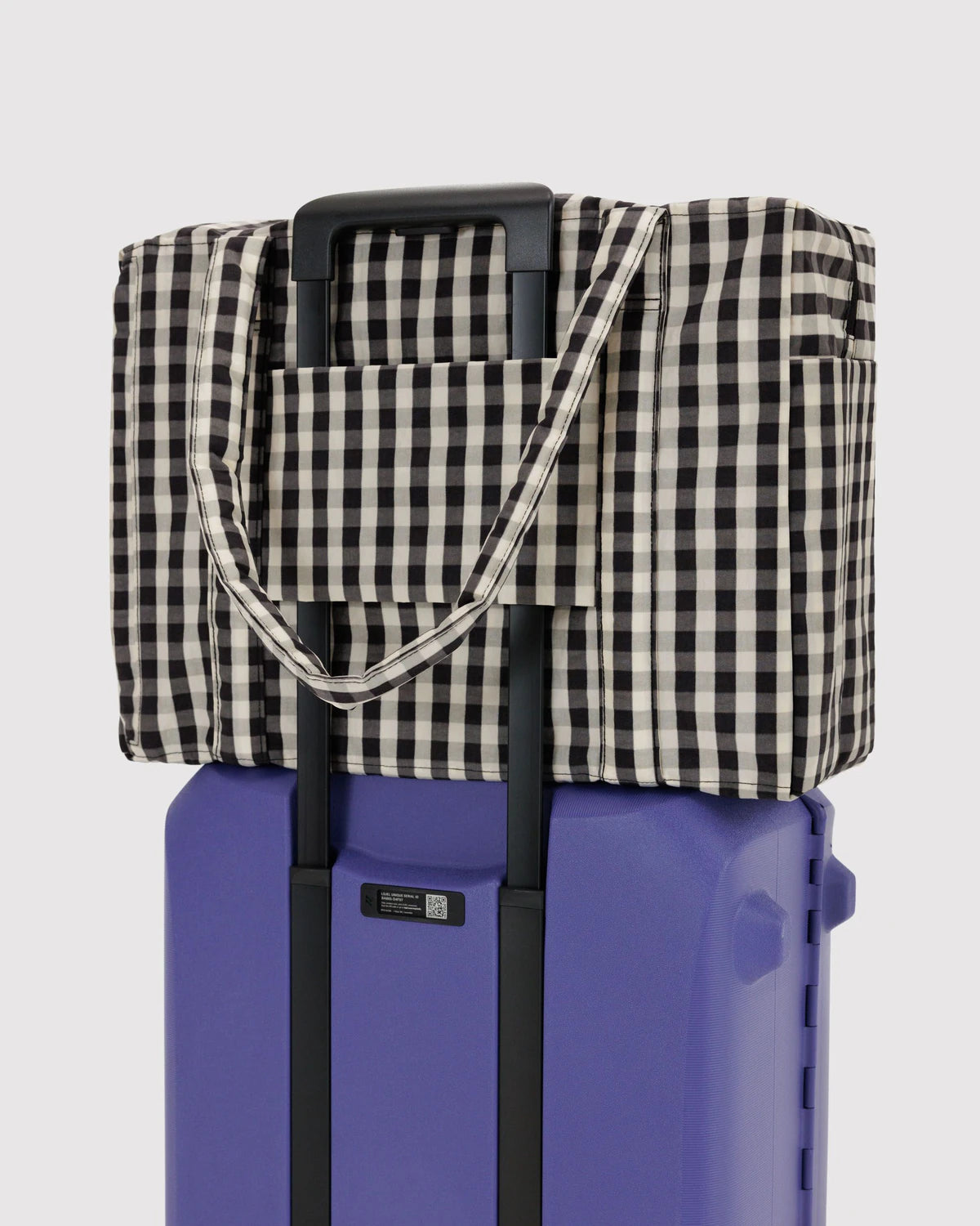Black & Cream Gingham Cloud Carry On Bag