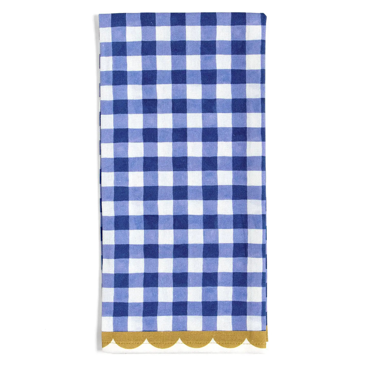 Blue Gingham Scalloped Tea Towel