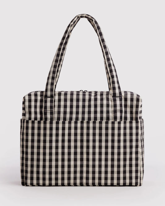 Black & Cream Gingham Cloud Carry On Bag