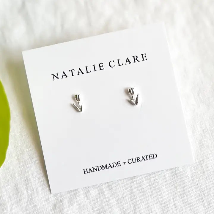 Mini Silver Tulip Studs