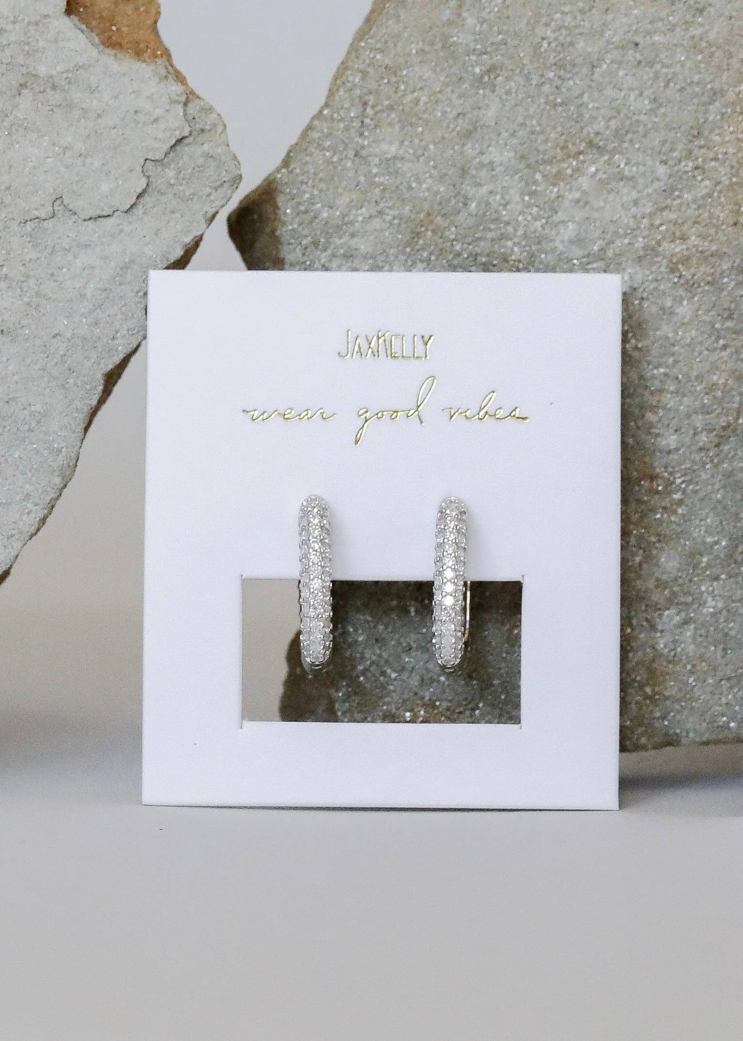 Silver Pave Hoop Earrings