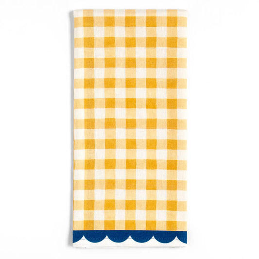 Yellow Gingham Scalloped Tea Towel