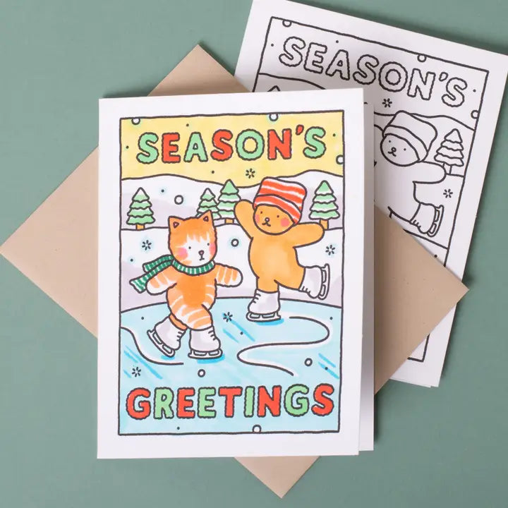 Season's Greetings Coloring Holiday Card