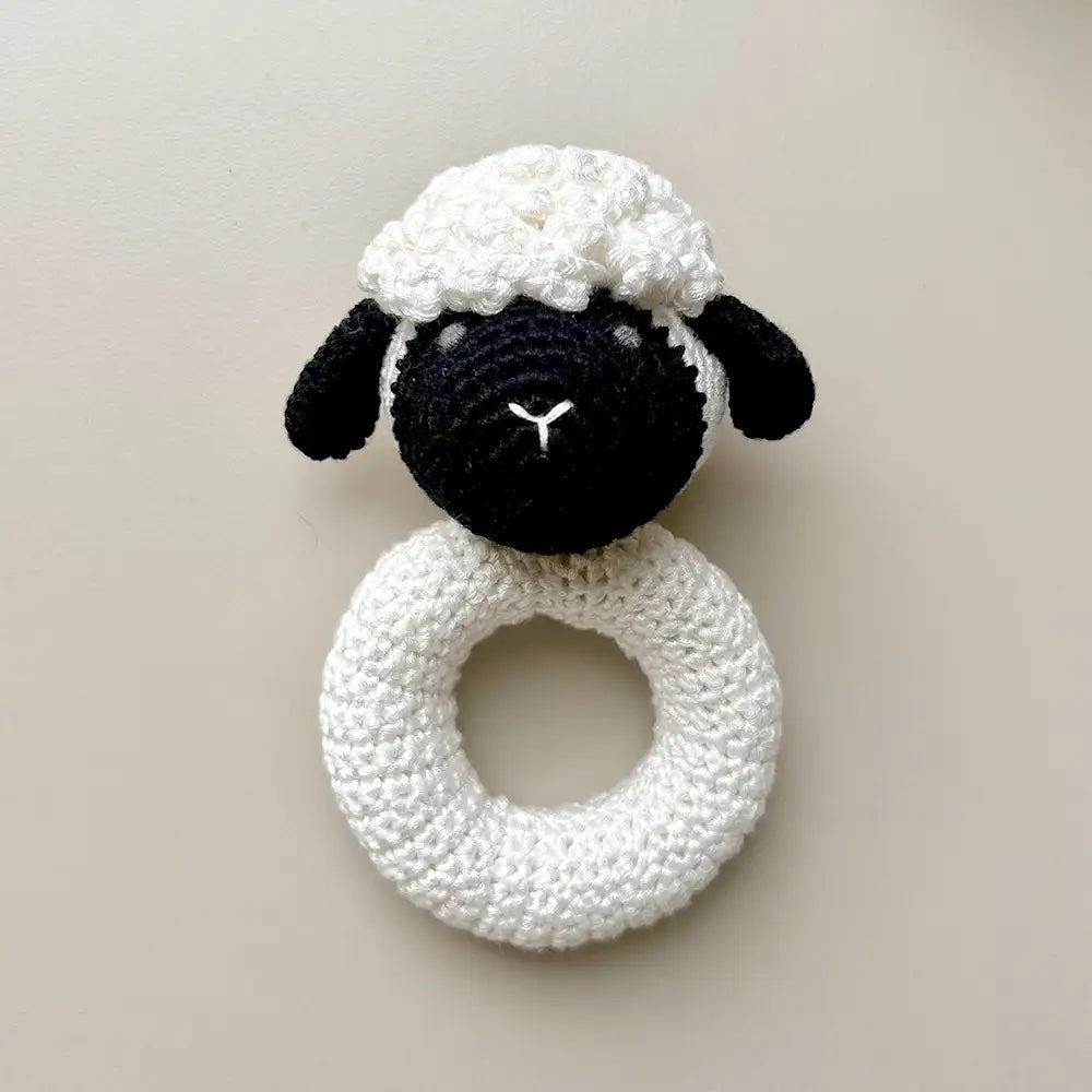 Sheep Ring Crocheted Teething Rattle