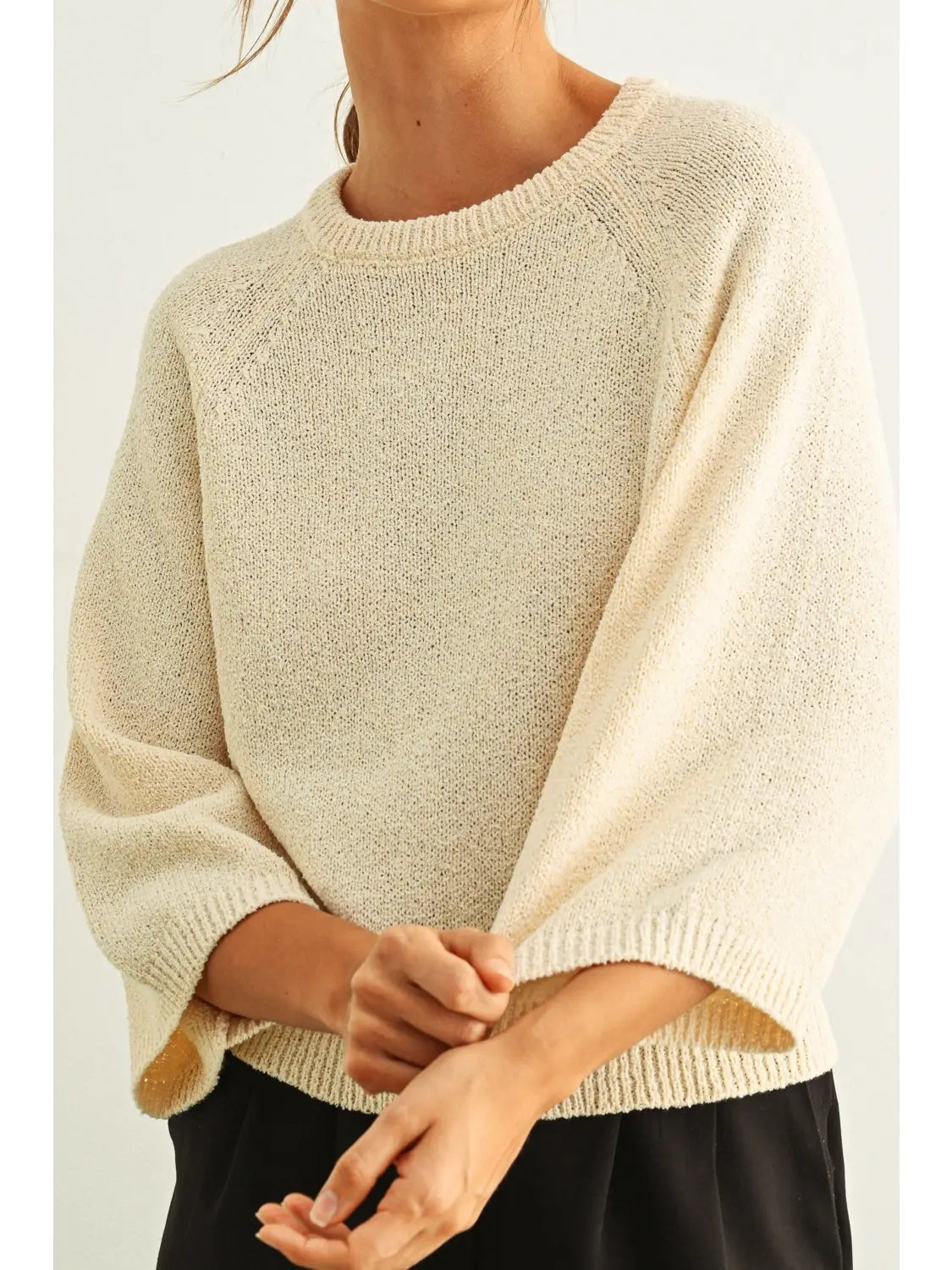 Three-Quarter Sleeve Knitted Top
