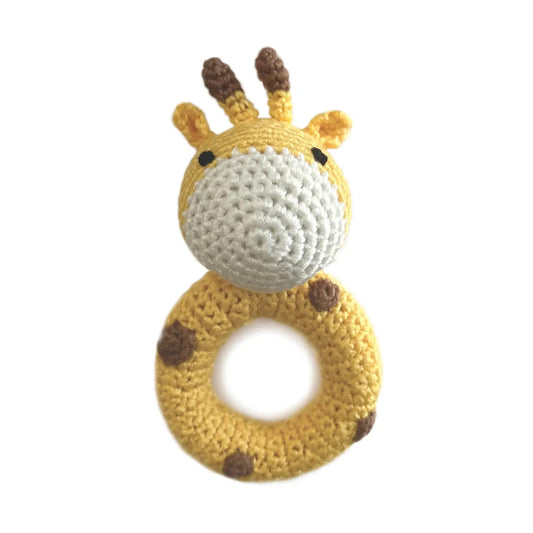 Giraffe Ring Crocheted Teething Rattle